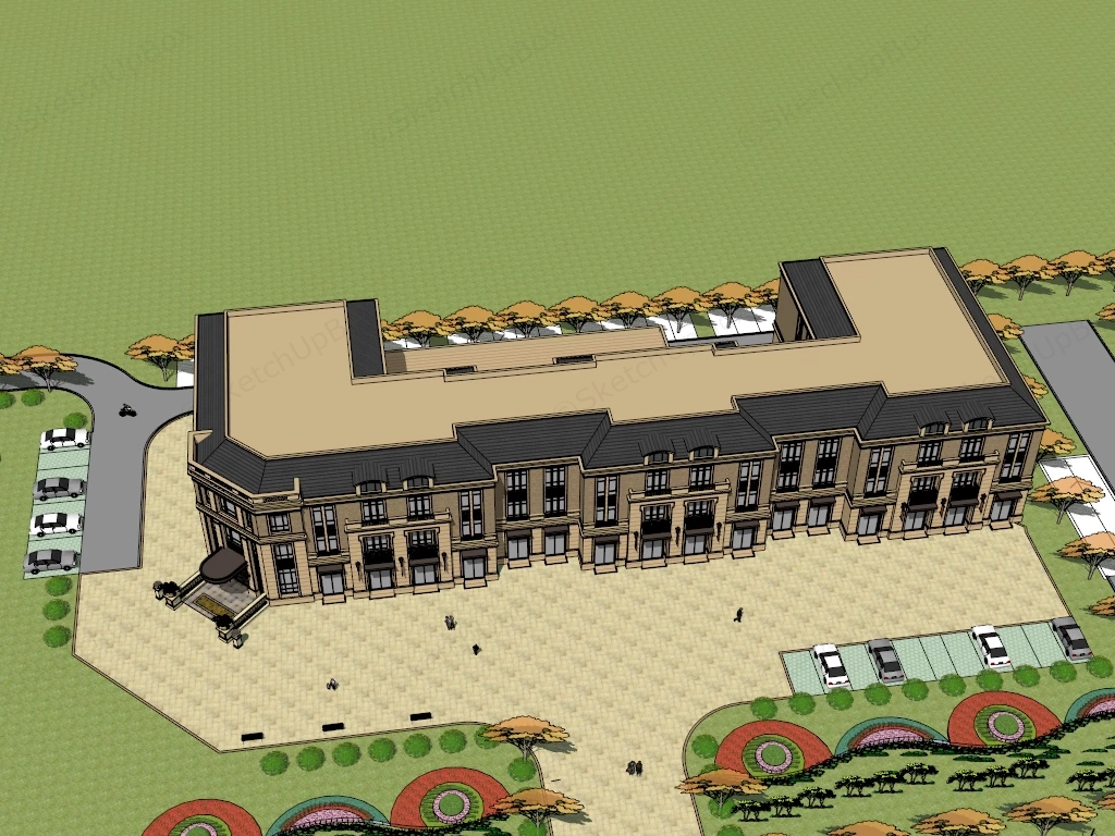 Retail Building Exterior sketchup model preview - SketchupBox