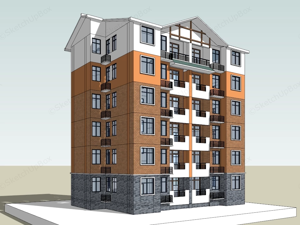 Modern Apartment Exterior sketchup model preview - SketchupBox