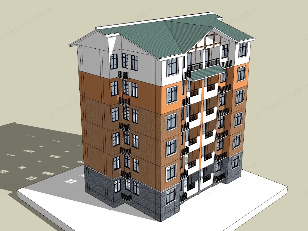 Modern Apartment Exterior sketchup model preview - SketchupBox