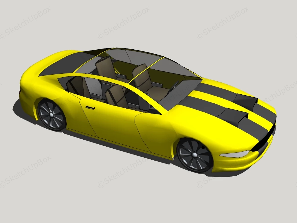 Black And Yellow Sports Car sketchup model preview - SketchupBox