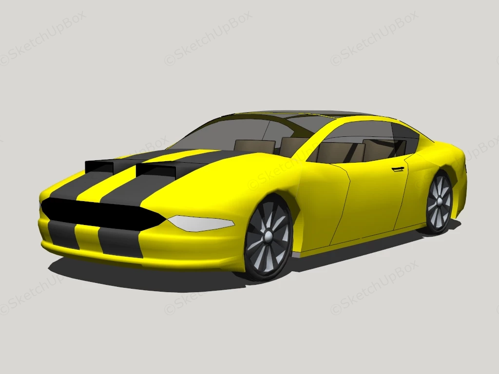 Black And Yellow Sports Car sketchup model preview - SketchupBox