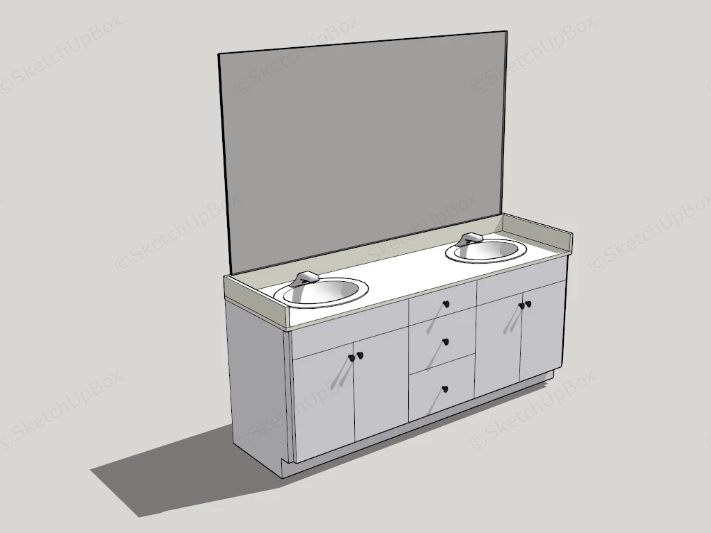 White Double Sink Bathroom Vanity sketchup model preview - SketchupBox