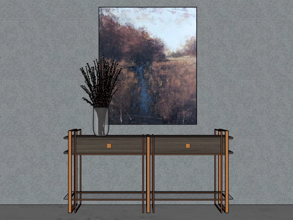Mid Century Modern Console Table sketchup model preview - SketchupBox