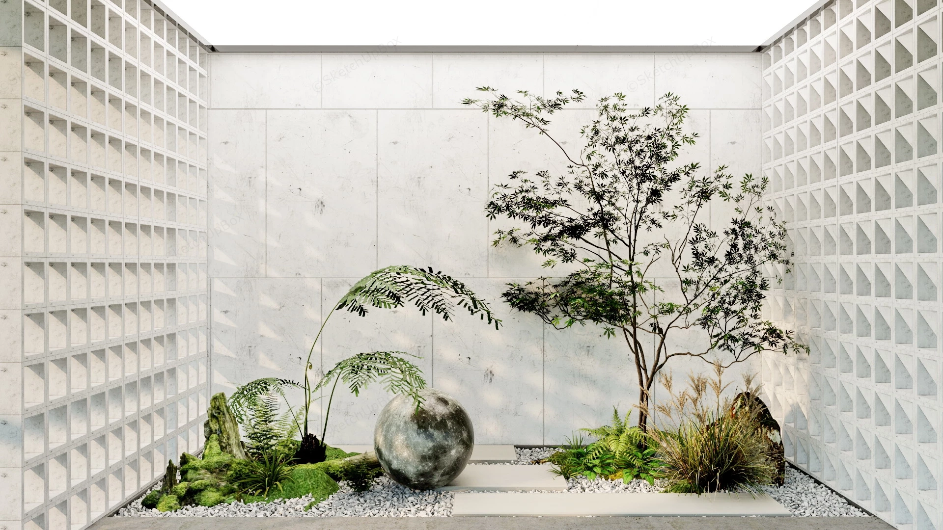 Japanese Indoor Zen Garden sketchup model preview - SketchupBox