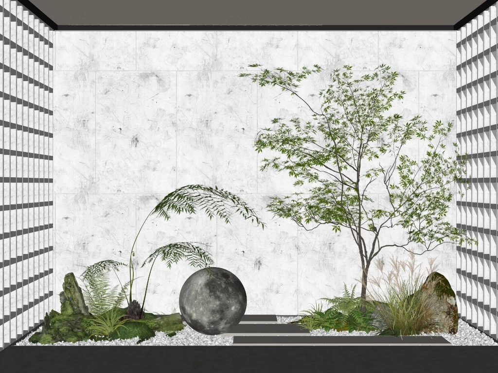 Japanese Indoor Zen Garden sketchup model preview - SketchupBox