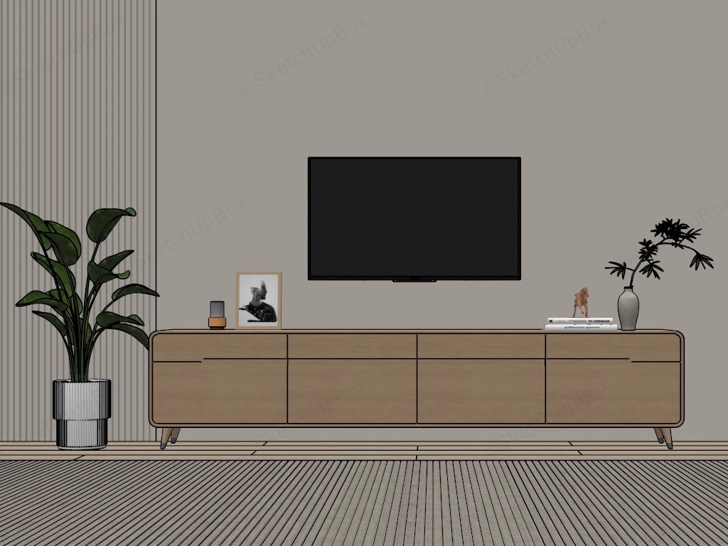 Modern Wood TV Stand sketchup model preview - SketchupBox
