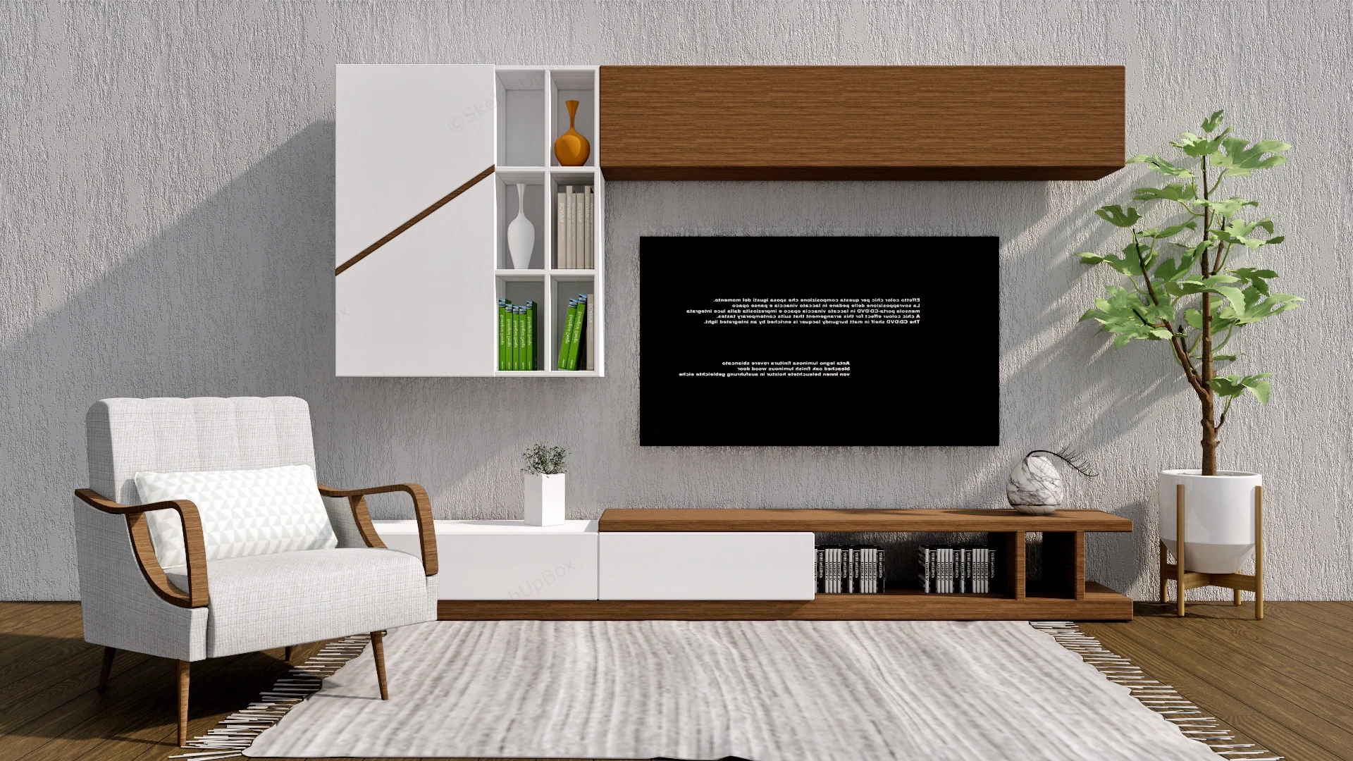 Modern TV Stand And Wall Unit sketchup model preview - SketchupBox