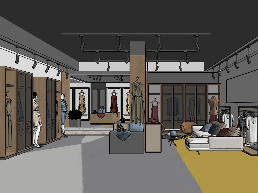 Women's Fashion Clothing Store sketchup model preview - SketchupBox