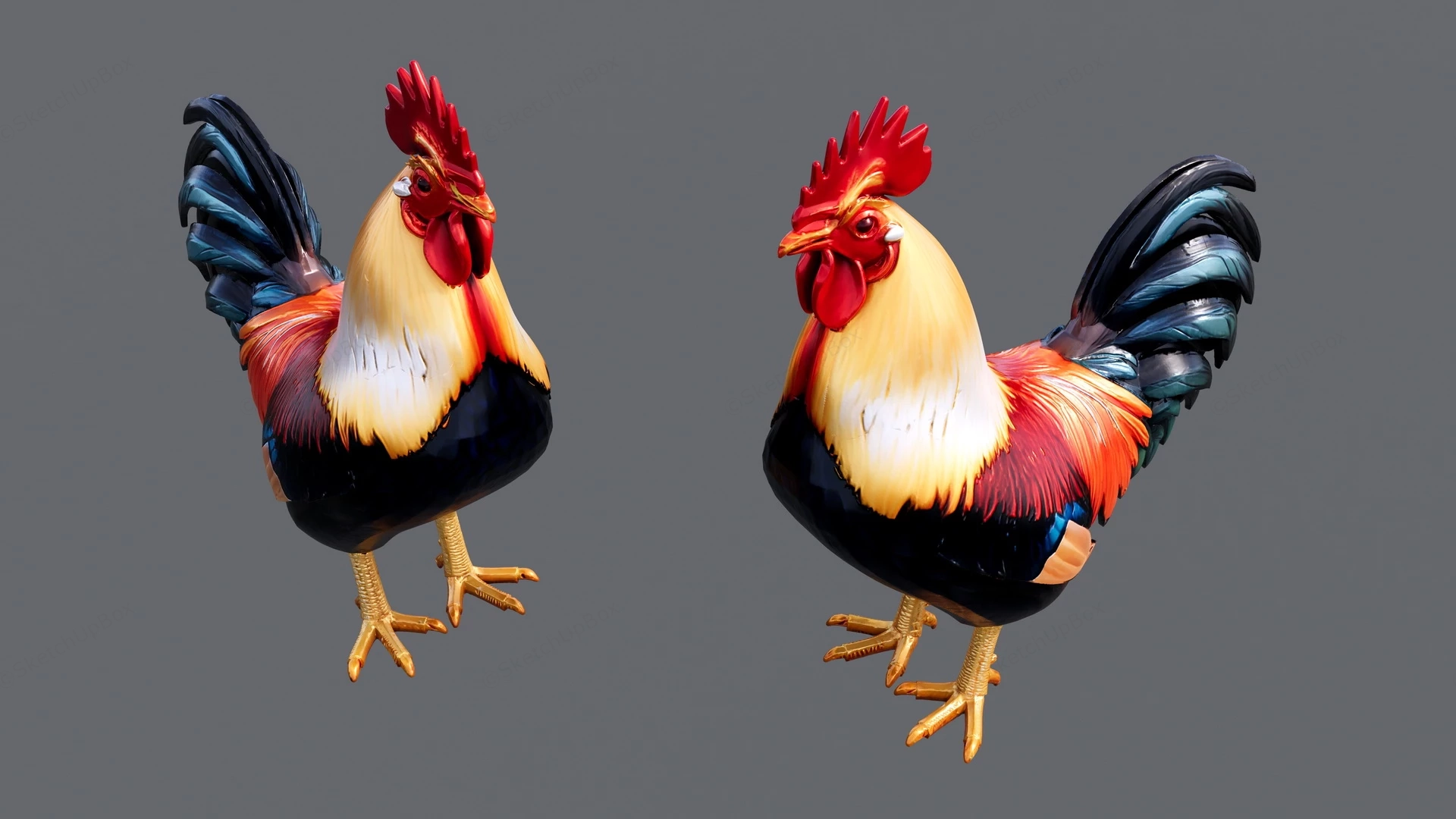 Colorful Rooster sketchup model preview - SketchupBox
