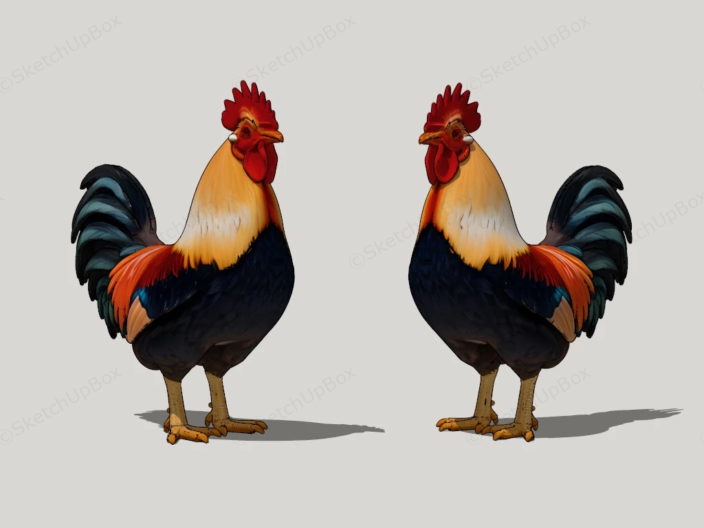 Colorful Rooster sketchup model preview - SketchupBox