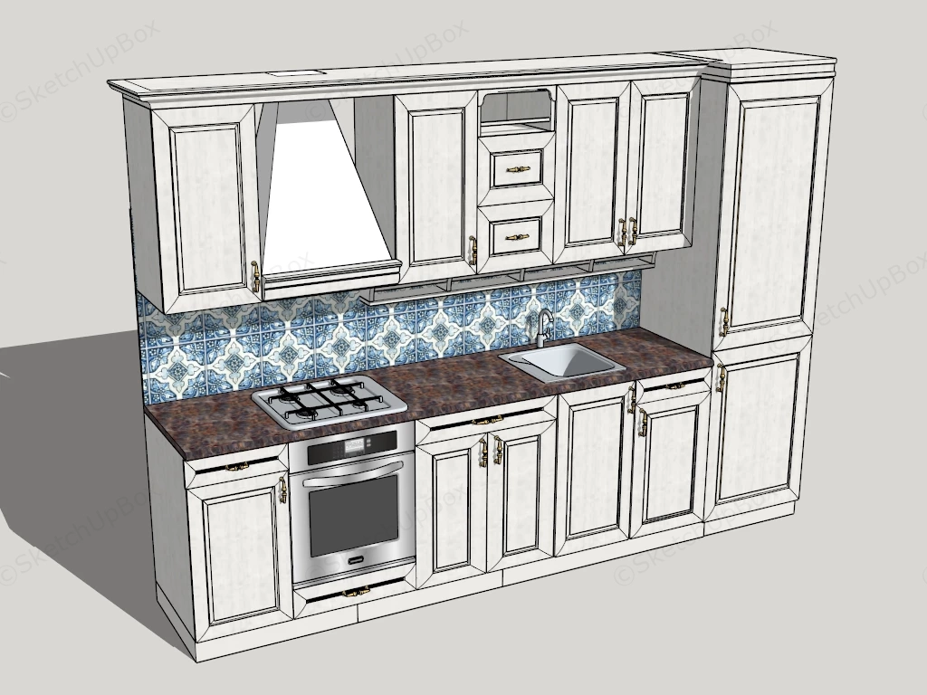 Oxford White Kitchen Cabinets sketchup model preview - SketchupBox