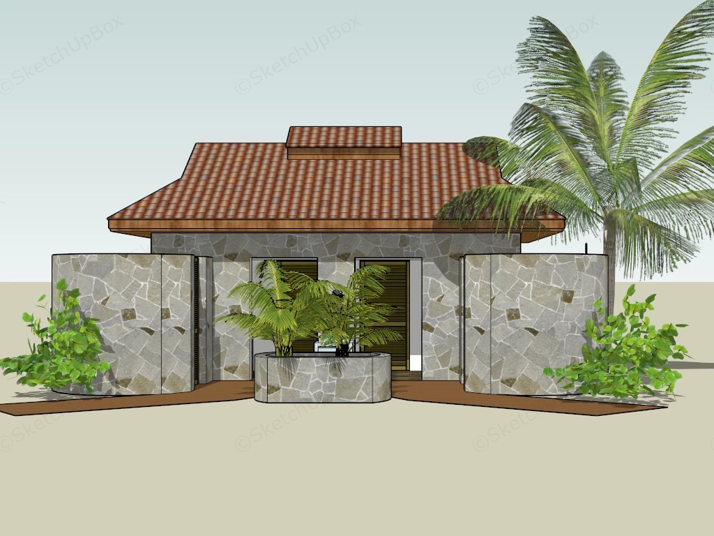 Public Beach Restroom With Shower sketchup model preview - SketchupBox