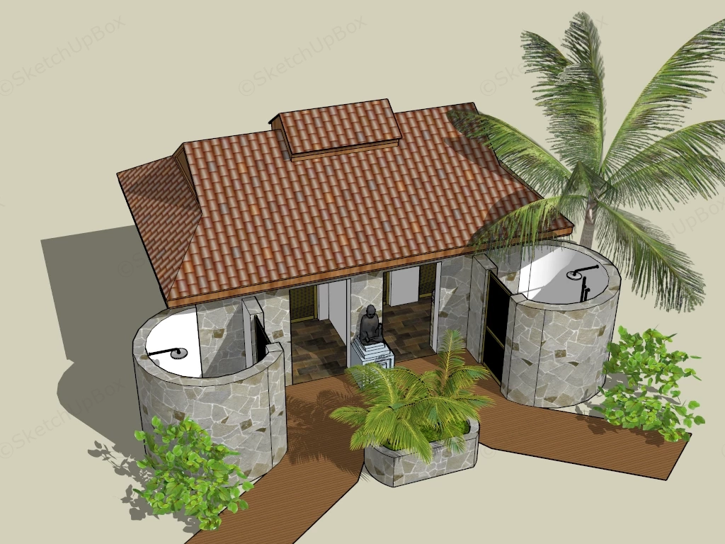 Public Beach Restroom With Shower sketchup model preview - SketchupBox