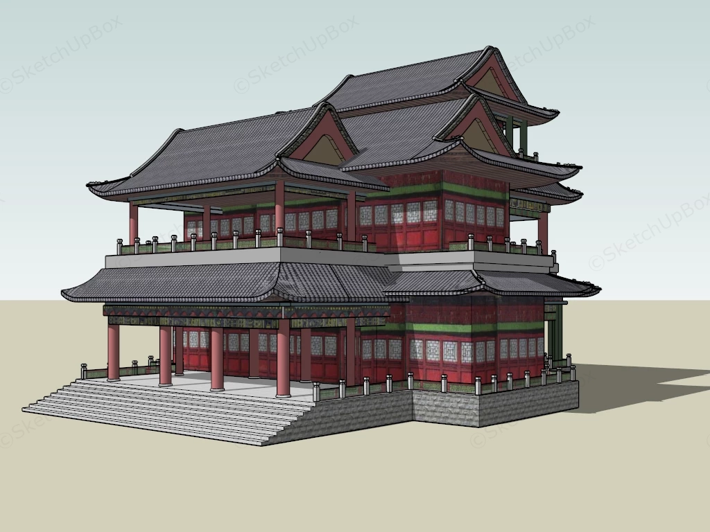 Traditional Chinese Palatial Architecture sketchup model preview - SketchupBox