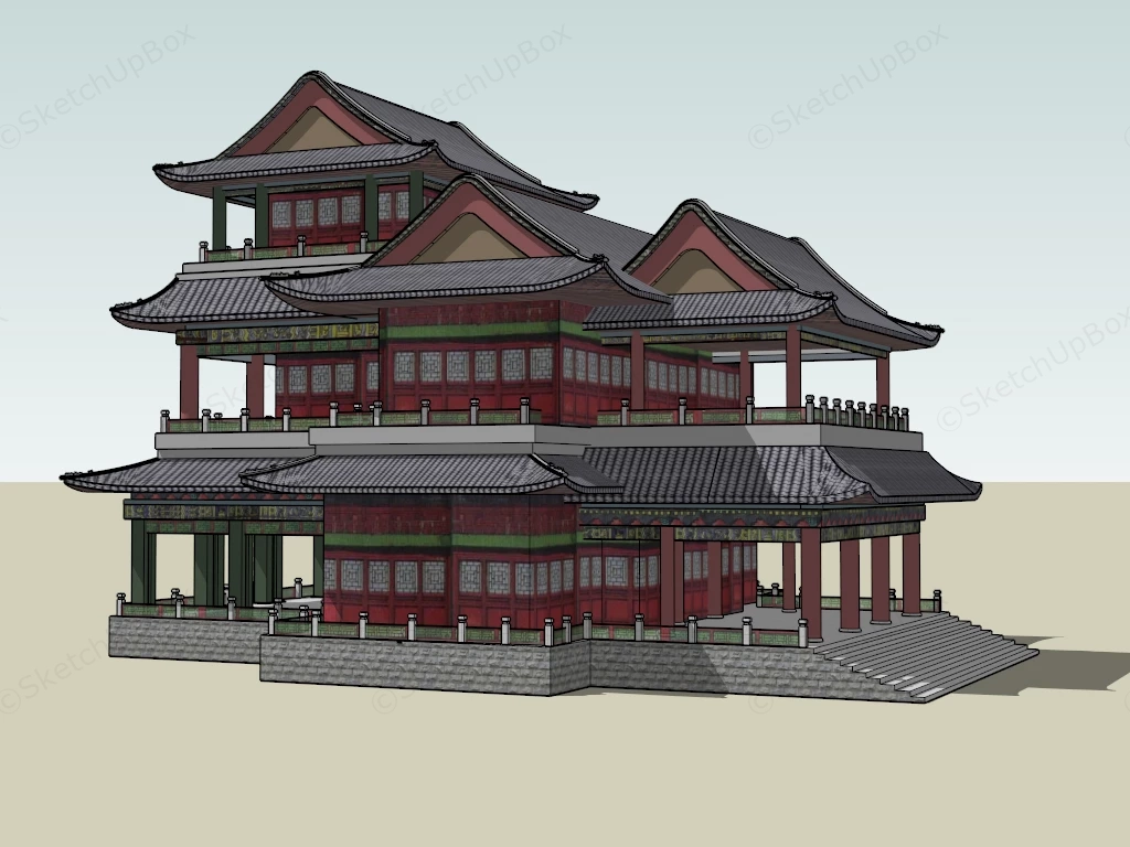 Traditional Chinese Palatial Architecture sketchup model preview - SketchupBox