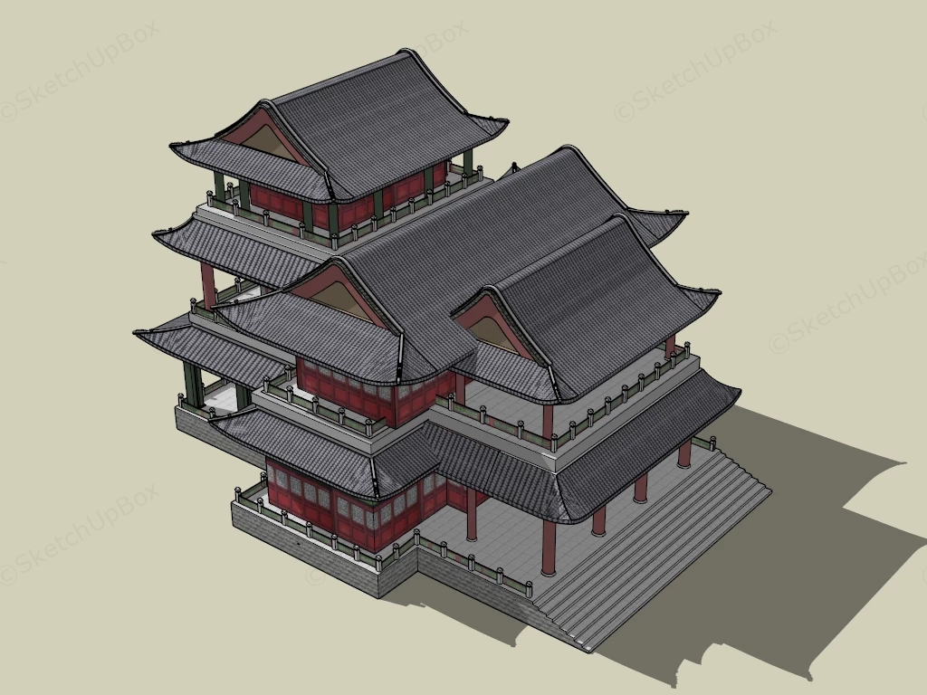 Traditional Chinese Palatial Architecture sketchup model preview - SketchupBox