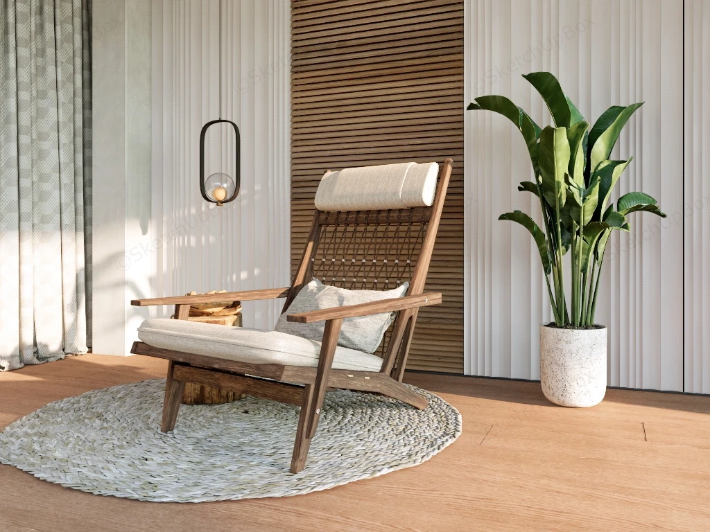Minimalist Wood Lounge Chair sketchup model preview - SketchupBox