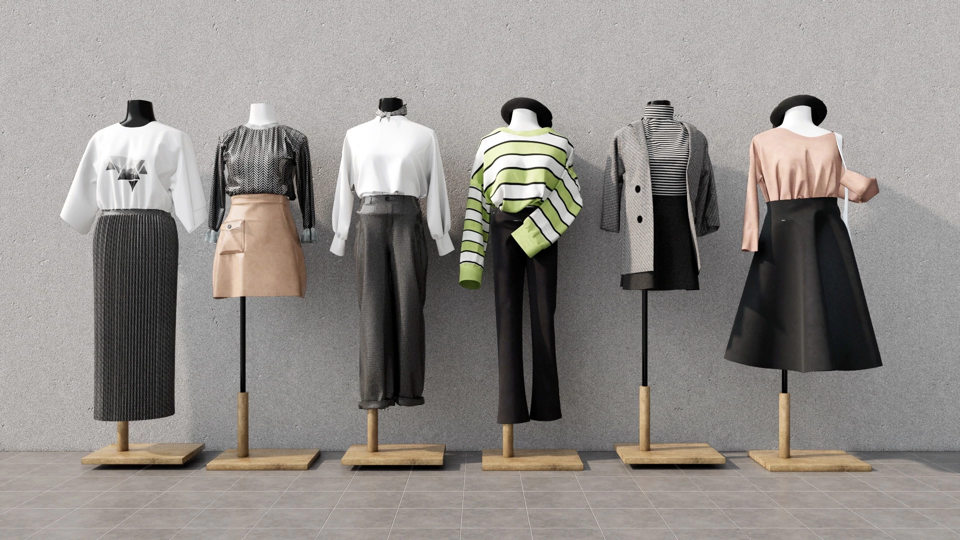 Clothes Display Mannequins sketchup model preview - SketchupBox