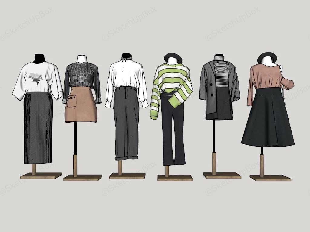 Clothes Display Mannequins sketchup model preview - SketchupBox