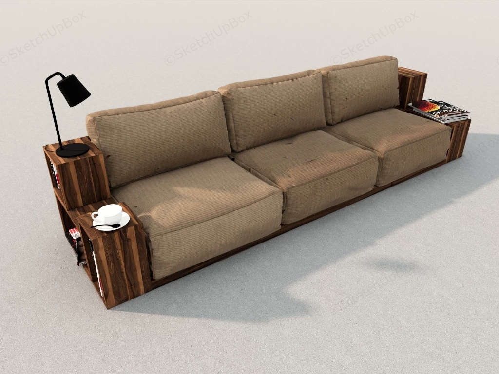 Rustic Sofa With Bookshelf sketchup model preview - SketchupBox