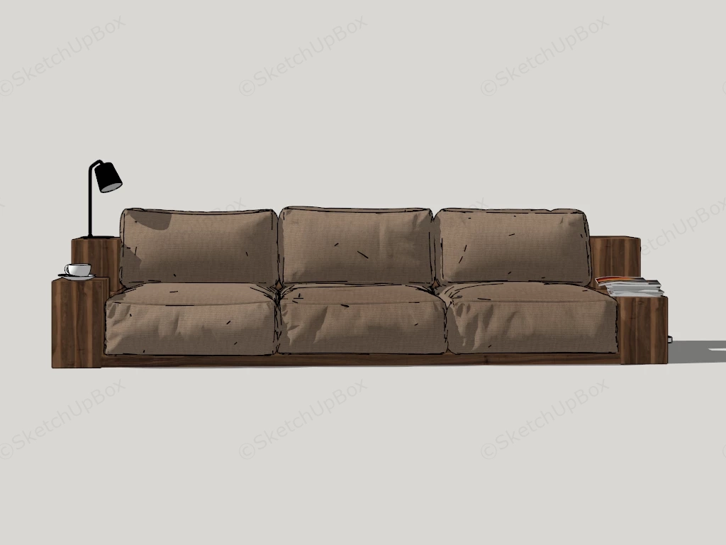 Rustic Sofa With Bookshelf sketchup model preview - SketchupBox