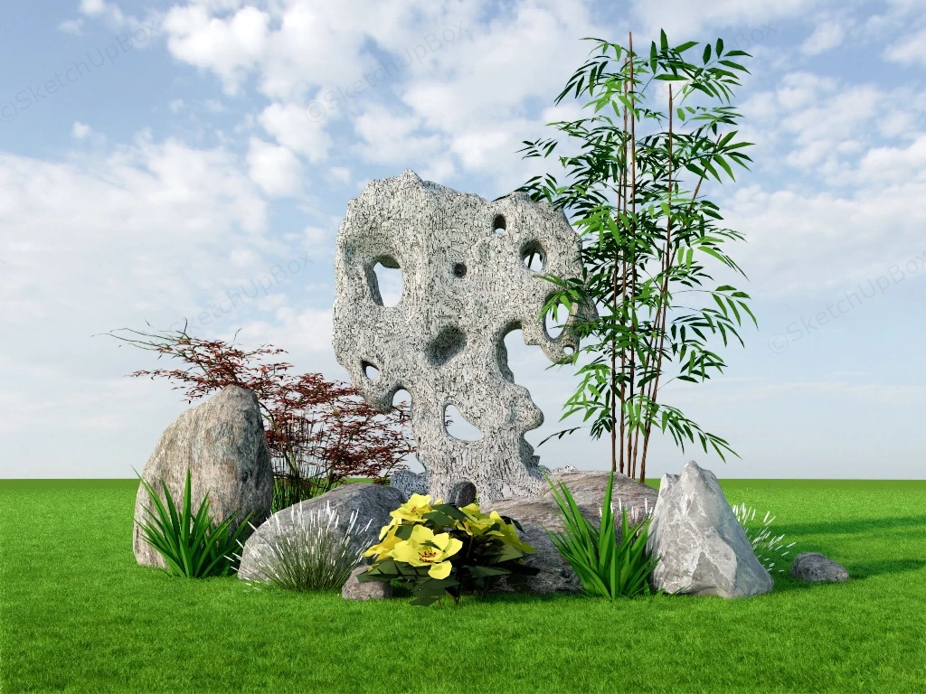Chinese Rock Garden sketchup model preview - SketchupBox