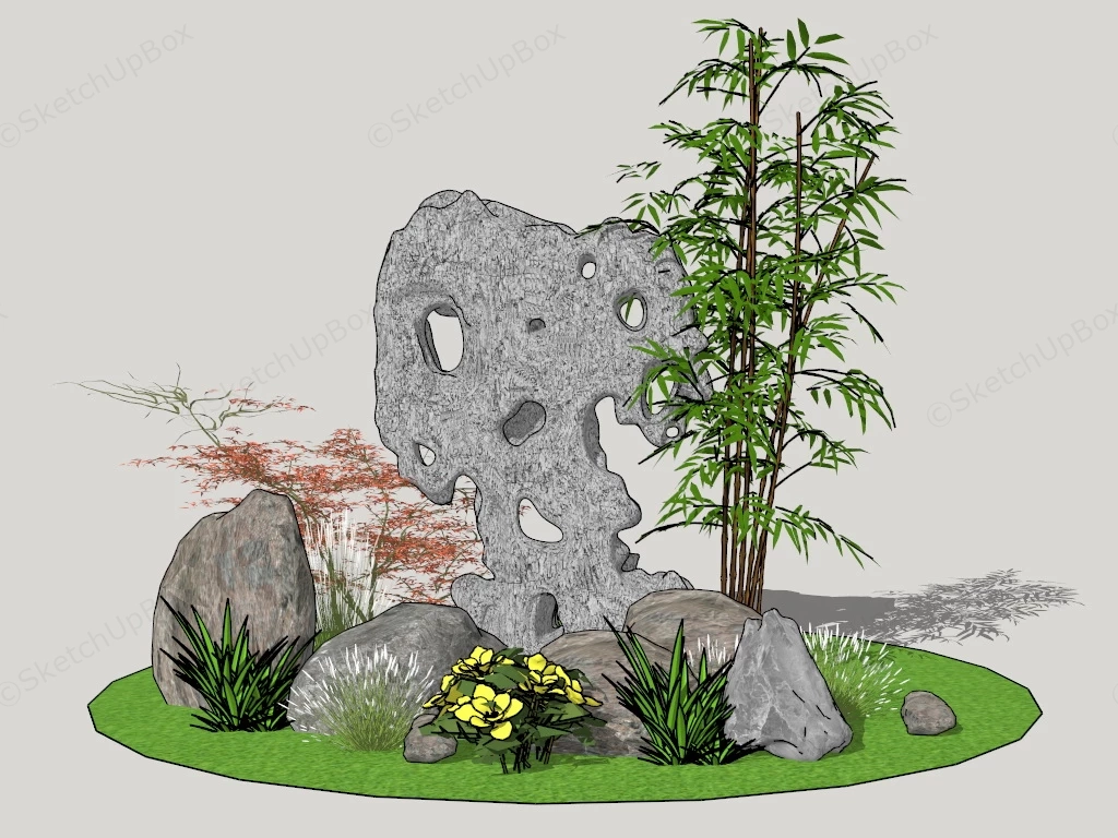 Chinese Rock Garden sketchup model preview - SketchupBox