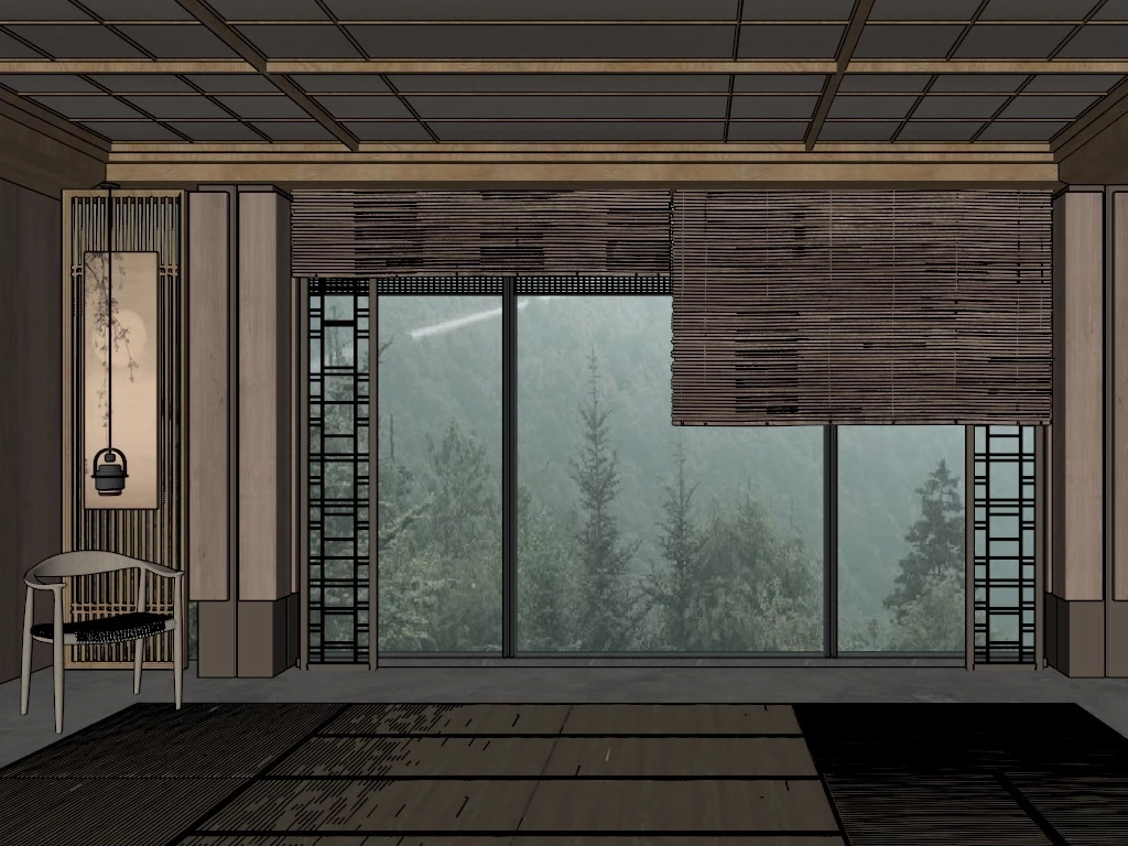 Rustic Bamboo Blinds sketchup model preview - SketchupBox