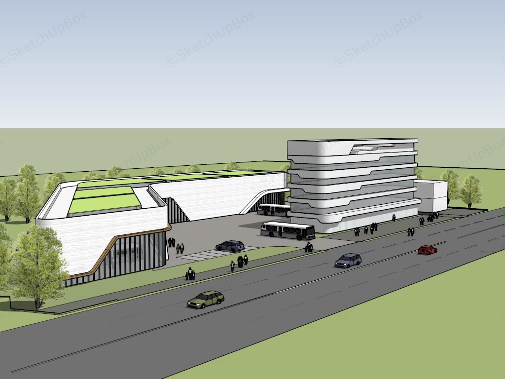 Modern Intercity Bus Station sketchup model preview - SketchupBox