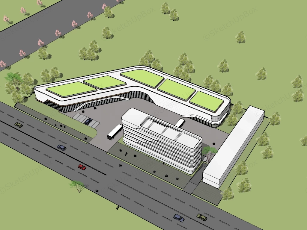 Modern Intercity Bus Station sketchup model preview - SketchupBox