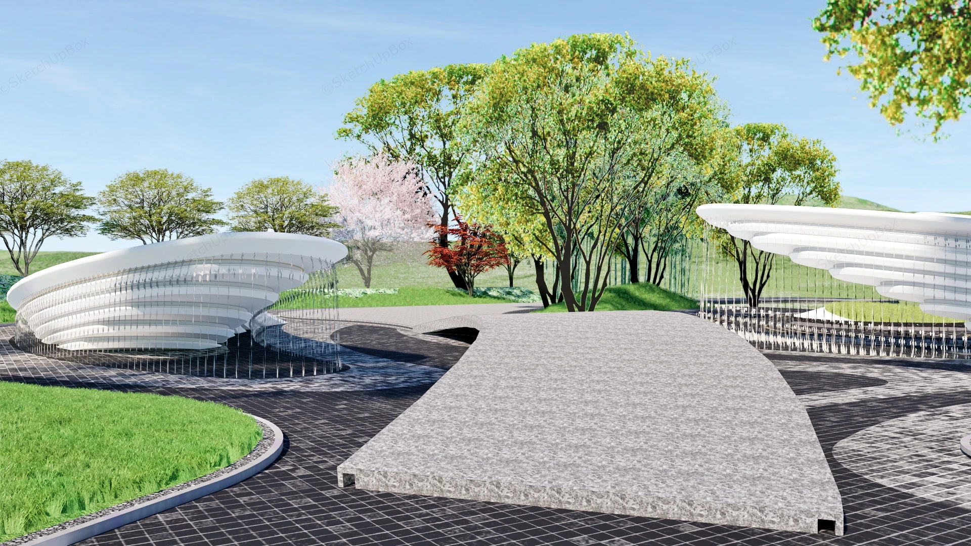 Outdoor Water Curtain Landscaping sketchup model preview - SketchupBox