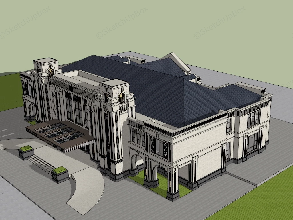 Art Deco Style Clubhouse sketchup model preview - SketchupBox