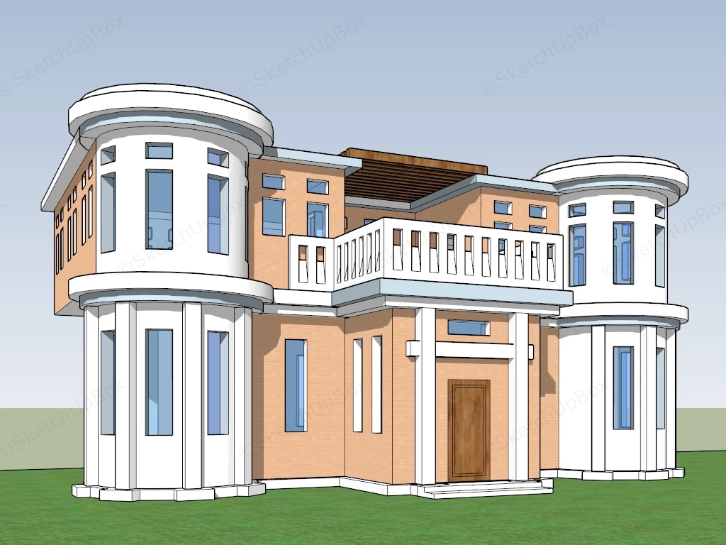 Small Mansion Style House sketchup model preview - SketchupBox