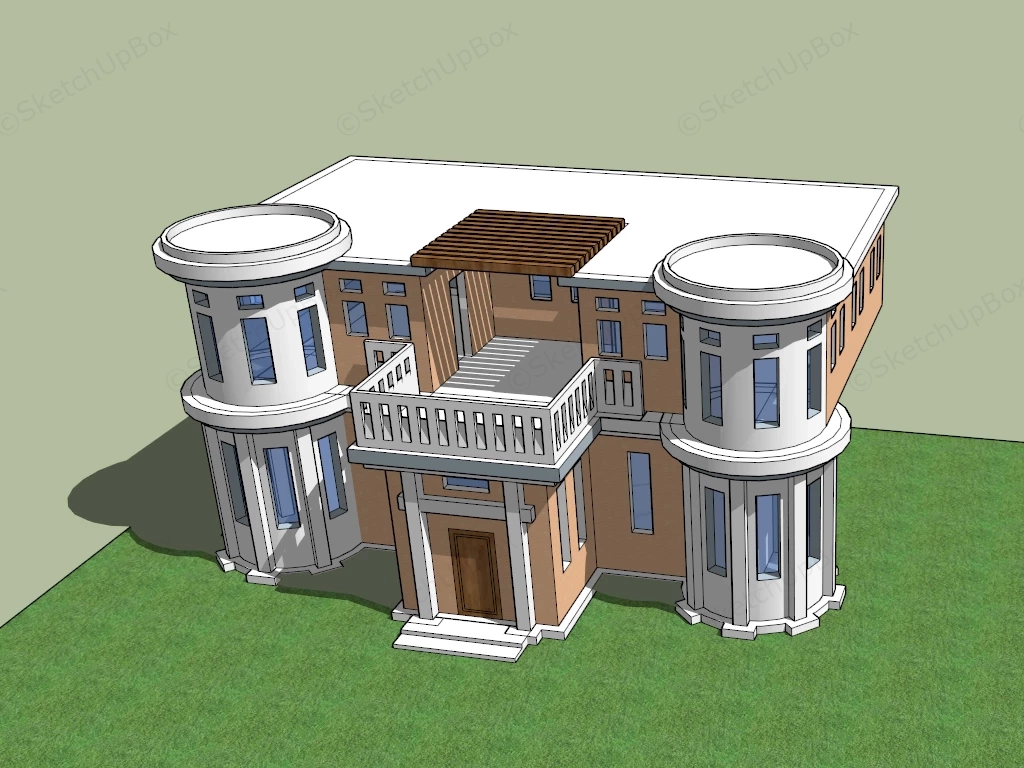 Small Mansion Style House sketchup model preview - SketchupBox
