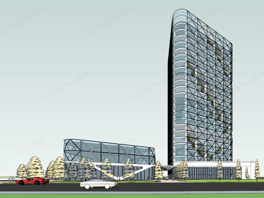 Modern Business Building Exterior sketchup model preview - SketchupBox