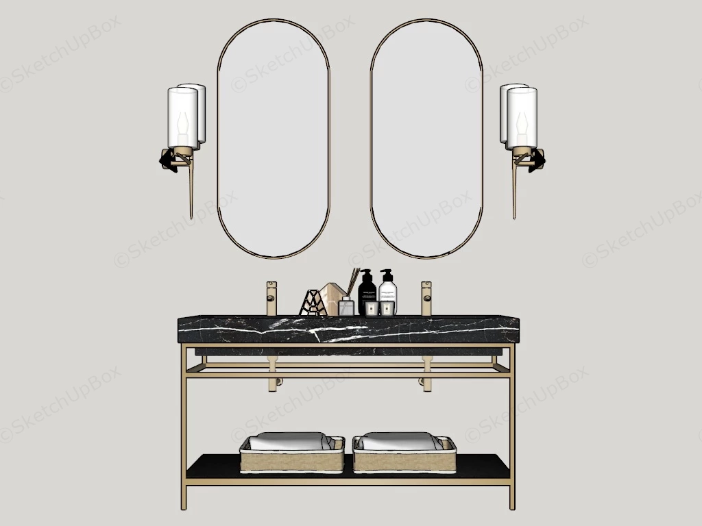 Brass And Marble Bathroom Vanity sketchup model preview - SketchupBox