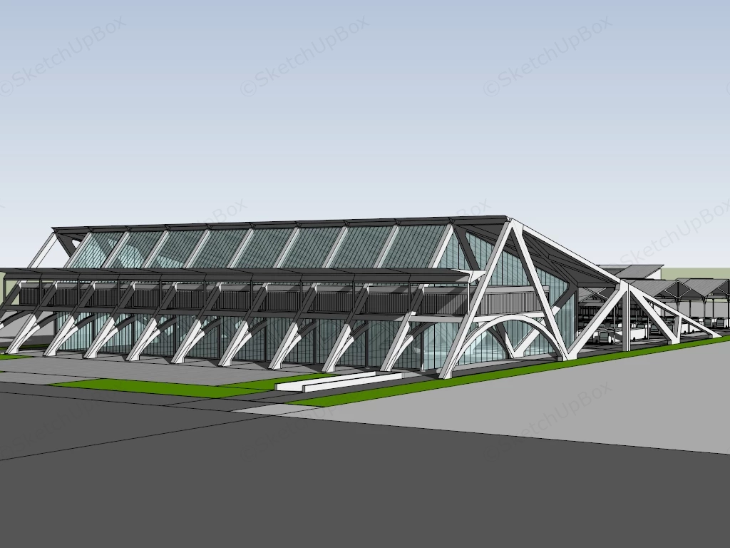 Modern Bus Terminal sketchup model preview - SketchupBox