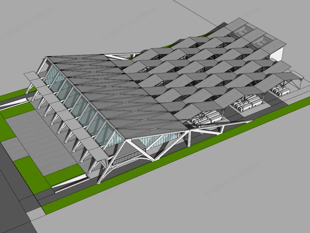 Modern Bus Terminal sketchup model preview - SketchupBox