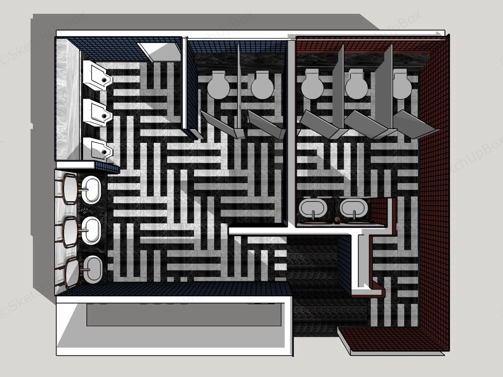 Public Restroom Design sketchup model preview - SketchupBox