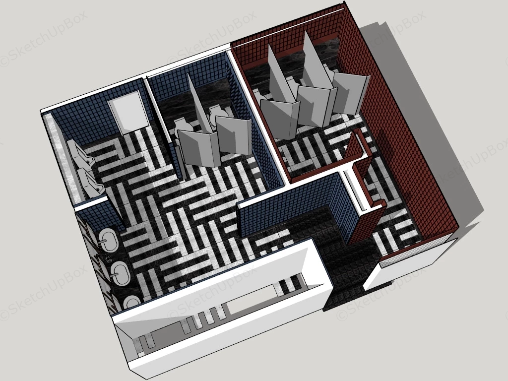 Public Restroom Design sketchup model preview - SketchupBox