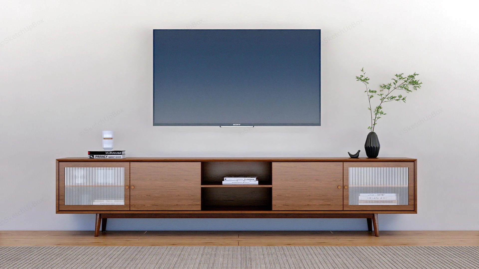 Minimalist Wooden TV Stand sketchup model preview - SketchupBox