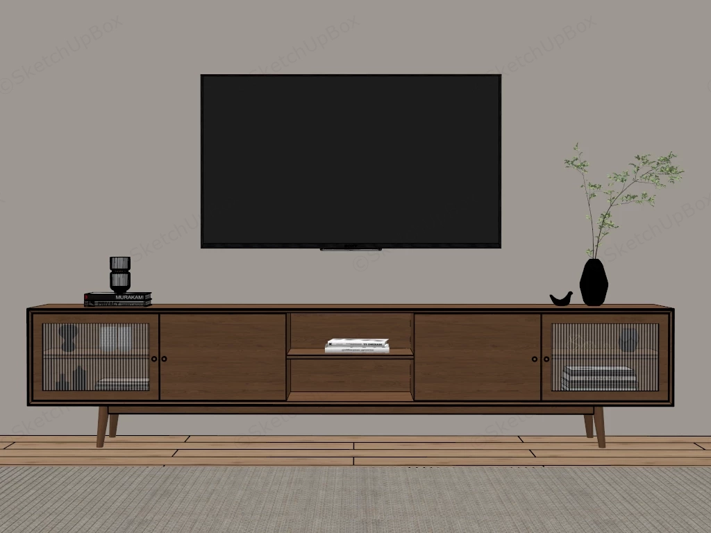 Minimalist Wooden TV Stand sketchup model preview - SketchupBox