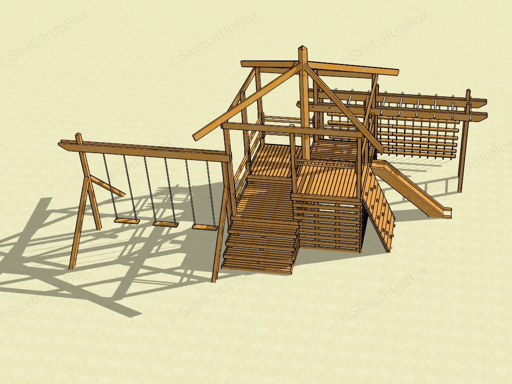 Wooden Outdoor Playset sketchup model preview - SketchupBox