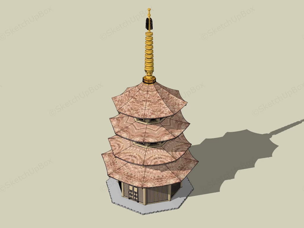 Ancient Japanese Pagoda sketchup model preview - SketchupBox