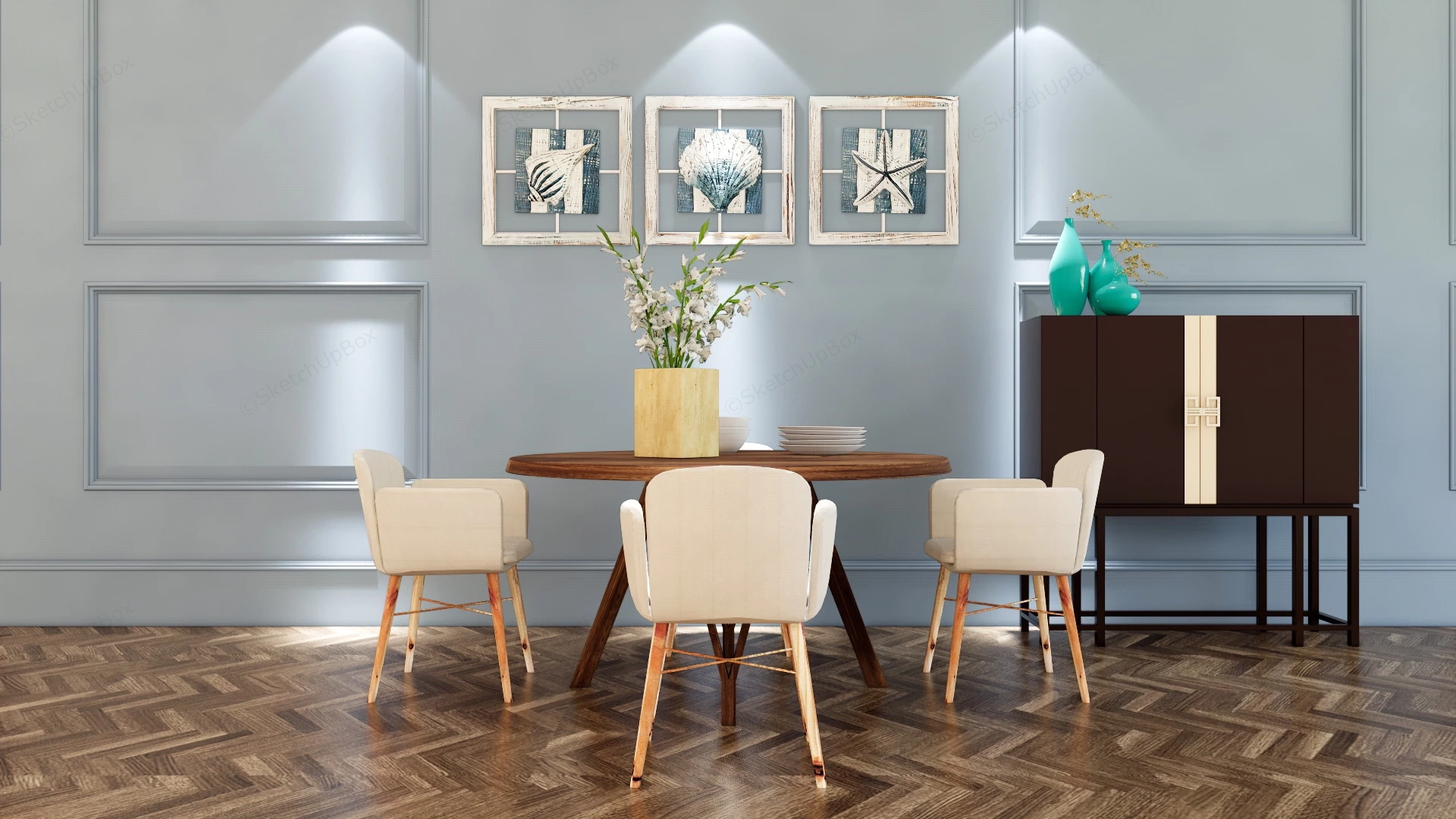 Simple Dining Room Decor sketchup model preview - SketchupBox