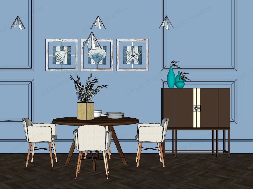 Simple Dining Room Decor sketchup model preview - SketchupBox