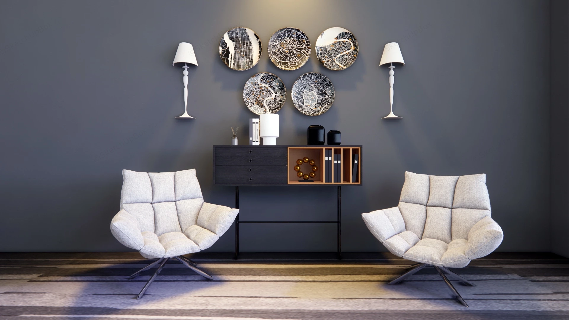 Living Room Accent Wall Design sketchup model preview - SketchupBox