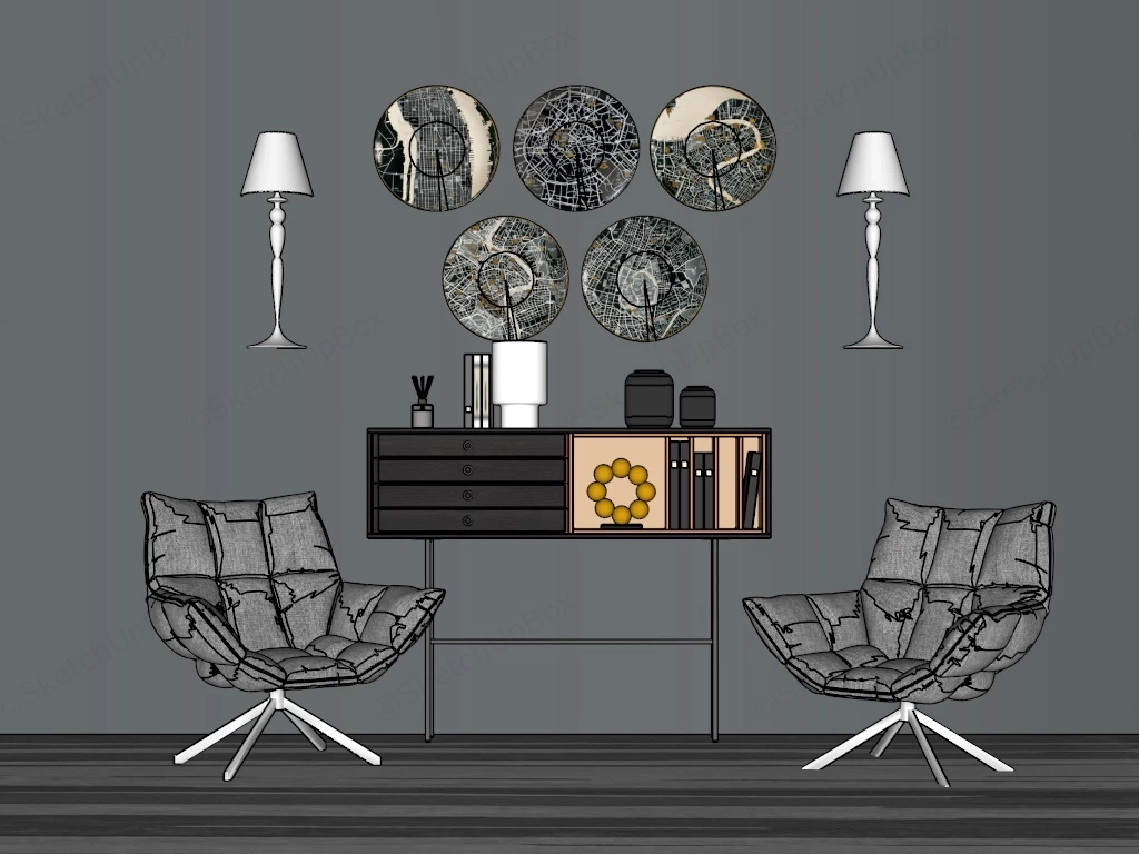 Living Room Accent Wall Design sketchup model preview - SketchupBox