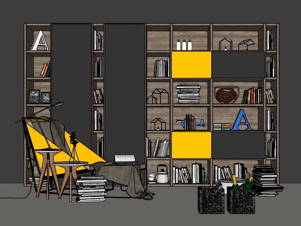 Modern Reading Nook sketchup model preview - SketchupBox