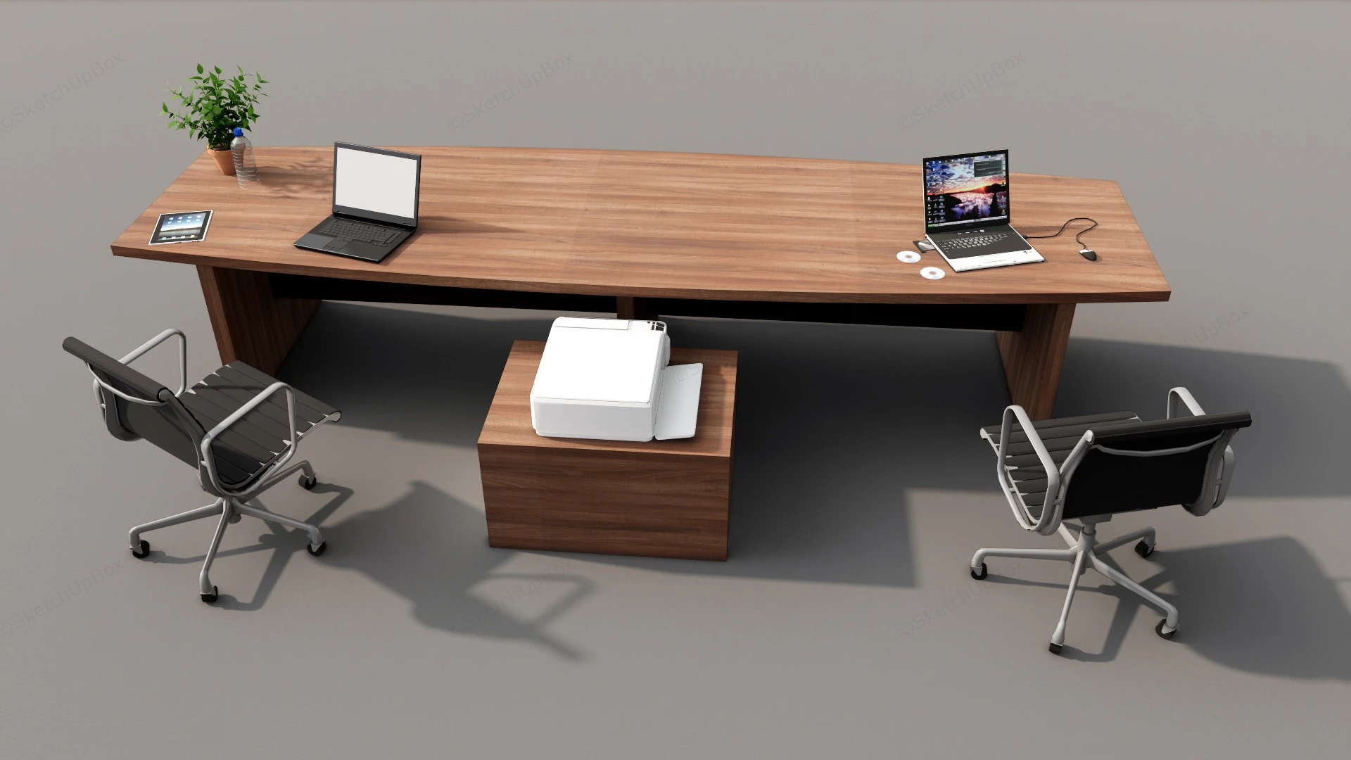 2 Person Workstation Desk sketchup model preview - SketchupBox